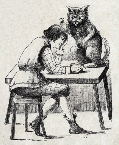 Névtelen illusztráció a „Le chat Botte”-hoz, Charles Perrault (1628-1703) francia író meséje. Képek Marcel Vagne, Jarville Nancy, dátum nélküli (19. század vége). alkotó: Unknown artist