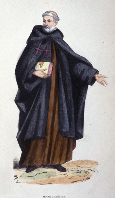 örmény szerzetes. Metszet egy vallási rendekről szóló albumból, Párizs alkotó: Unknown artist