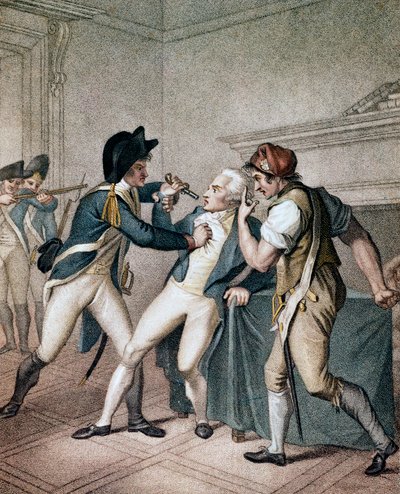 Maximilien Robespierre letartóztatása, 1794.07.27 - Robespierre elfogása - Robespierre letartóztatása alkotó: Unknown artist