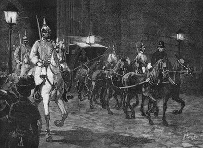 Habsburg Rudolf főherceg (1858 - 1889), osztrák koronaherceg földi maradványainak megérkezése. alkotó: Unknown artist