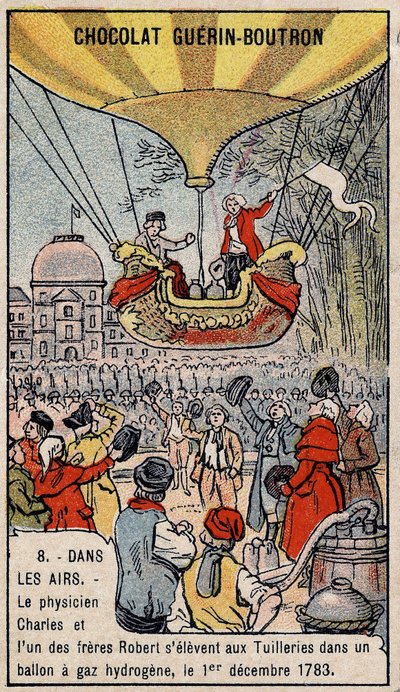 Felemelkedés Charles és Robert le Jeune francia repülős hidrogéngáz ballonjában, Párizsban, a Tuileriák kertjében. december 1 alkotó: Unknown artist