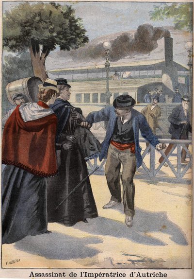 Egy olasz anarchista meggyilkolta az osztrák Erzsébetet (Sissi) Genfben alkotó: Unknown artist