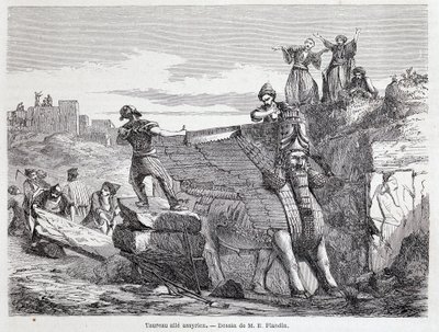 Asszír szárnyas bika Ninive helyén - „” Tour du monde”” 1. szem. 1863. alkotó: Unknown artist