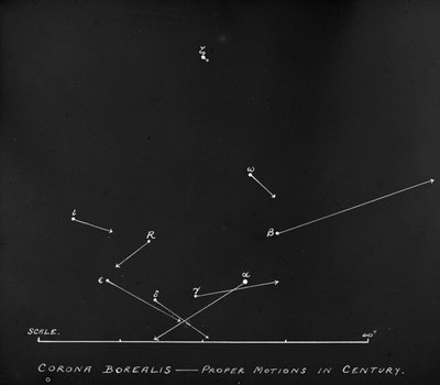 Csillagászati üveglapdiagram a Corona Borealis csillagkép csillagmozgásairól (üvegnegatív) alkotó: Unknown Artist
