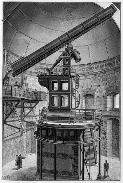 Janssen úr csillagászati szemüvege, az intézet tagja, a meudoni Fizikai Csillagászati Obszervatórium igazgatója. Metszet az 1896. május 9-i „” La Nature: revue des sciences et de leurs applications aux arts et a l