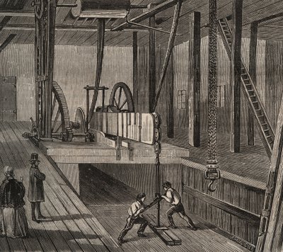 Atelier de drilling du artesian de Passy. Metszet 1856-ból a „Le Musee Des Sciences”-ben alkotó: Unknown artist