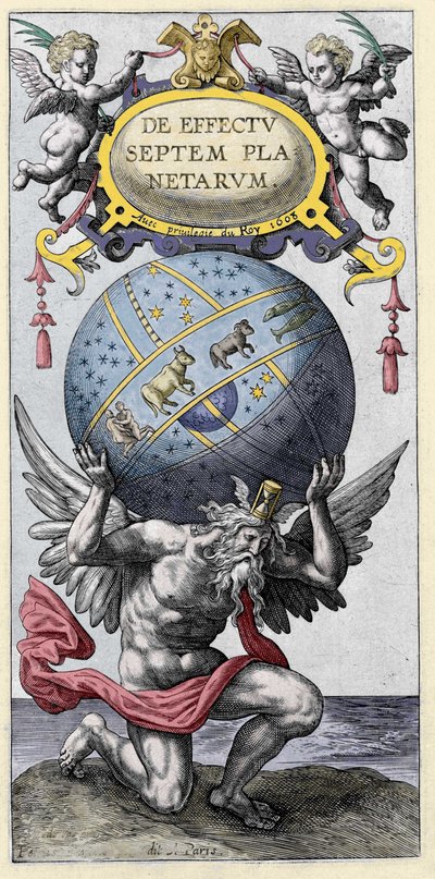Atlasz hordozza a világot. Metszet a 17. század elejéről. alkotó: Unknown artist