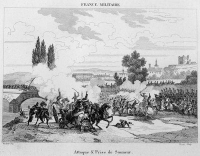 Saumur támadása és elfogása. 19. századi metszet. alkotó: Unknown artist