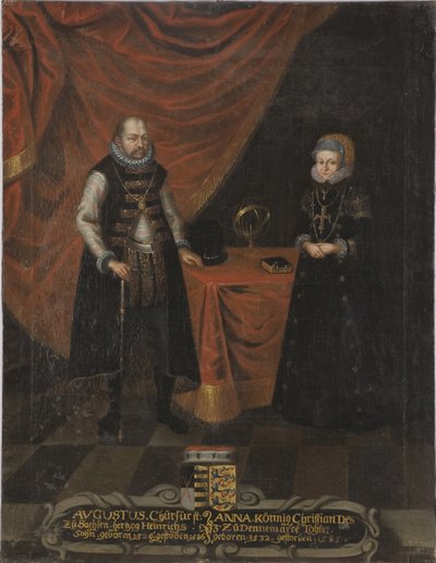 I. Auguste, electeur de Saxe et princesse Anne du Danemark – Augustus (1526-1586), Szász választófejedelem és Anne Dánia (1532-1585) portréja, Szászország választófejedelme, Anonymous . Olajfestmény. Mérete: 103x79,5 cm. Nemzeti Múzeum Stockholm alkotó: Unknown artist