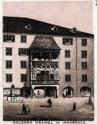 Osztrák Tirol: kilátás az erkélyről innsbrucki Golden Roof (Goldnes Dachel) felirattal. in "" A világ 168 nézetet szemléltet"" Keltezés nélküli (19. század vége) alkotó: Unknown artist
