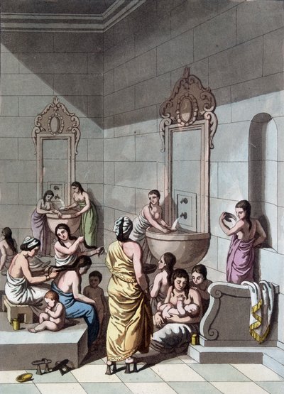 Nyilvános fürdők Palesztinában – „Az ősi és modern viselet”-ben, Ferrario, szerk. Milano alkotó: Unknown artist