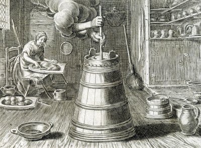 Baratte vaj- és sajtkészítéshez - gravírozás alkotó: Unknown artist