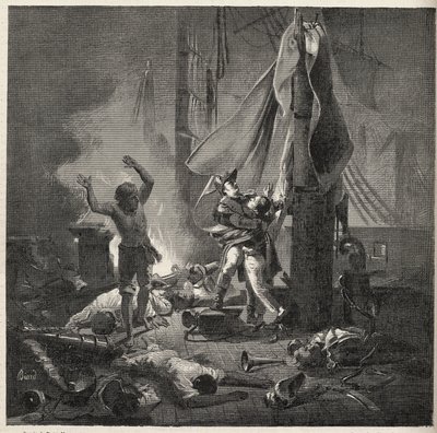 Nílusi csata - Aboukir csata - Luce és Giocante de Casabianca halála (Luc-Julien-Joseph Casabianca alkotó: Unknown artist