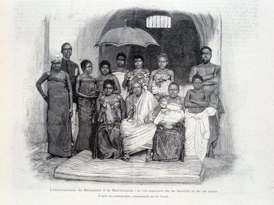 Behanzin internálása Martinique-on: a király családjával és lakosztályával körülvéve alkotó: Unknown artist