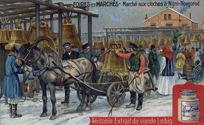 Harangpiac Nyizsnyij Novgorodban (Oroszország). Chromo Liebig a 19. század végéről. alkotó: Unknown artist