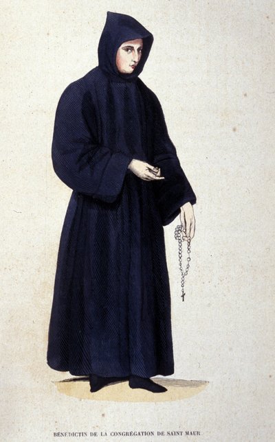 A Szent Mauri gyülekezet bencései. Metszet egy vallási rendekről szóló albumból, Párizs alkotó: Unknown artist