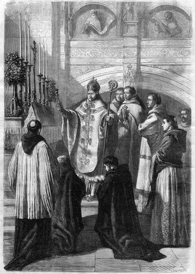 Tojásáldás húsvét vasárnapján a Solesmes-i apátságban (Sarthe) 1868-ban alkotó: Unknown artist
