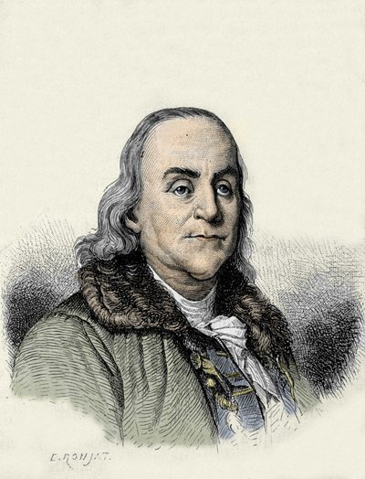 Benjamin Franklin (1706-1790) amerikai filozófus, fizikus és nagykövet. alkotó: Unknown artist