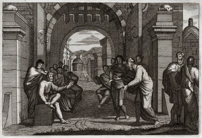 Royaumont Biblia, Ószövetség: Boáz (Booz), Ruth közeli rokona, felesége a törvény rendelkezése szerint. Illusztráció 1811-ből. alkotó: Unknown artist