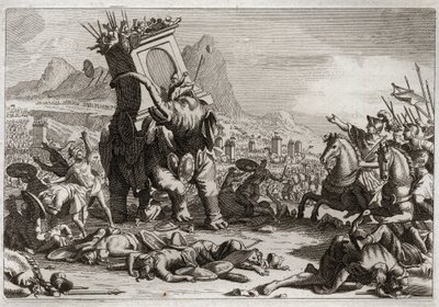 Royaumont Biblia, Ószövetség: Eleázár bátorsága. A szeleukida király, Antiochos V. Eupator, a szentségtelen Antiochos IV Epiphane (Kr. e. 175-164) fia, apja halála után harcolt Júdás Makabeus (Makkabeus, Makabeus) ellen. Ele rendkívüli akciója alkotó: Unknown artist