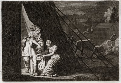 Royaumont Biblia, Ószövetség: Holoferne halála. Judith megvágja Holoferne fejét Abra szolgálólány és a részeg Bethulie segítségével. Illusztráció 1811-ből. alkotó: Unknown artist