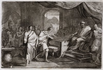 Royaumont bibliája, Ószövetség: Joachim vasat lő. Evilmerodach (Evil Merodac, Evil Merodac), Babilon királya II. Nabukodonozor halála után bánik Joachimommal (Joakim, Joachin, Jechoniah), Júda egykori királyával, és vasalókból rántja, hogy üljön alkotó: Unknown artist