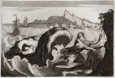 Royaumont Biblia, Ószövetség: Jónás a bálnában. Jonas próféta egy bálnában él, és élve jön ki. Illusztráció 1811-ből. alkotó: Unknown artist