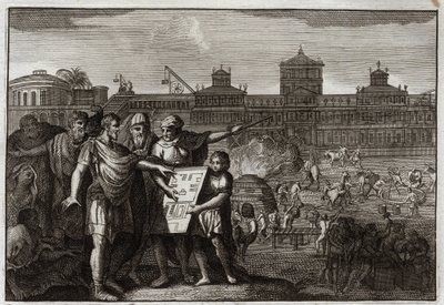 Royaumont Biblia, Ószövetség: Cyrus király. Nagy Cirosz, Perzsia királya, és mivel Babilonból tudva, hogy a próféták megjövendölték, hogy ő fogja fellázadni a jeruzsálemi templomot, hatalmat ad az egész zsidónak. alkotó: Unknown artist