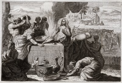 Royaumont Biblia, Ószövetség: Loth elválik Ábrahámtól. Veszekedés támadt Ábrahám és Lót pásztorai között, és elváltak egymástól, és Lót visszavonult Szodomába. Illusztráció 1811-ből. alkotó: Unknown artist