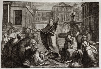 Royaumont Biblia, Ószövetség: A niniviták bűnbánata. Ninive lakói minden bűnbánatot követnek el Szent Jónás próféta igére. Illusztráció 1811-ből. alkotó: Unknown artist