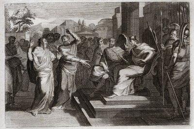 Royaumont Biblia, Ószövetség: Josaphat Piete. Josafát, Júda legjámborabb királya megremegteti a körülötte lévő fejedelmeket, és különféle módokon tanúskodik Isten iránti jámborságáról, amely győzelmet aratott ellenségein. Illustr alkotó: Unknown artist