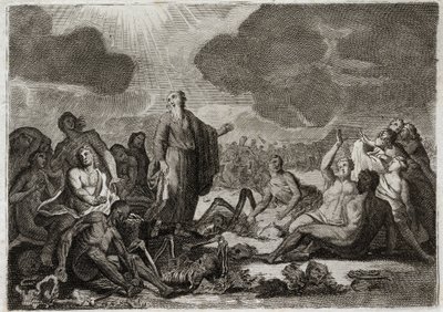 Royaumont Biblia, Ószövetség: Ezékiel második látomása. Az a látomás, hogy Ezechiel prófétának több csontja volt, minden desszert emberi alakot öltött. Illusztráció 1811-ből. alkotó: Unknown artist