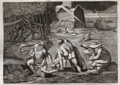Royaumont Biblia, Ószövetség: Vízözön. Az özönvíz elönti az egész földet. Az egyetlen Bárka menti meg az elsüllyedéstől azokat, akik be voltak zárva. Illusztráció 1811-ből. alkotó: Unknown artist