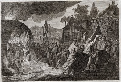Royaumont Biblia, Ószövetség: Babilon három gyermeke a kemencében. II. Nabukodonozor király három héber fiatalembert dob egy égő kemencébe, ahonnan csodálatos módon kikerülnek. Anániásnak, Azariasnak és Misaelnek (vagy Shadracnak) hívják őket alkotó: Unknown artist
