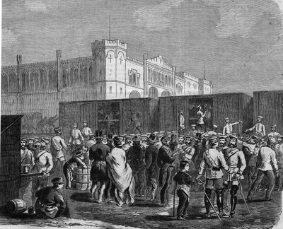 Breslau (vagy Wroclaw), a porosz gárda őrzői az Ausztria elleni hadjáratban 1866-ban. Metszet alkotó: Unknown artist