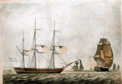 Brit fregatt a 18. században (19. századi nyomat) alkotó: Unknown artist