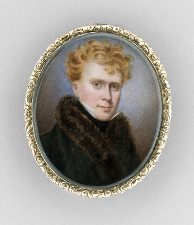 Bross egy férfi portréval, 1840 körül (akvarell elefántcsonton alkotó: Unknown artist