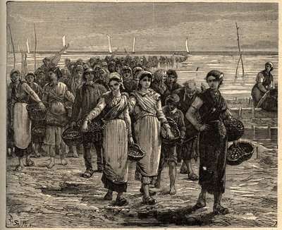 Cancale - Bretagne - Cancalaisek visszatérnek a halászhajókról - - "" PATRIE" metszet - PECTUREQUIREQUE FRANCIAORSZÁG LEÍRÁSA 6 KÖTETŐBEN LUCIEN HUARD - 19. század vége alkotó: Unknown artist