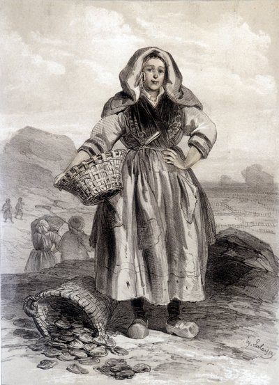 Cancale Oyster Fisherman - litográfia alkotó: Unknown artist