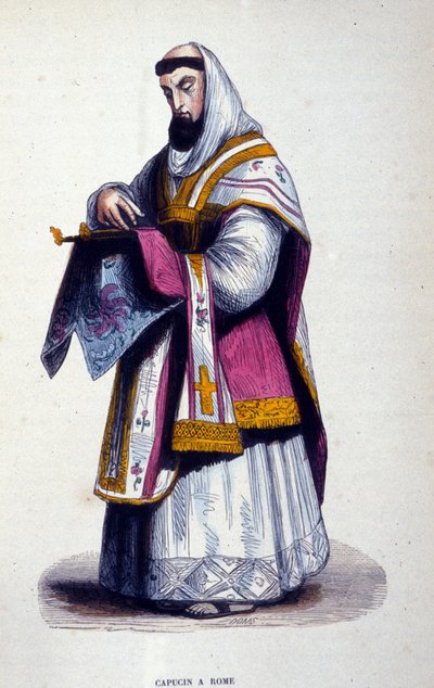Kapucinus Rómában. Metszet egy vallási rendekről szóló albumból, Párizs alkotó: Unknown artist