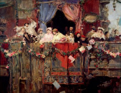 Karneváli jelenet a római Anonymous festményben. 19. századi Róma, museo del folklore alkotó: Unknown artist