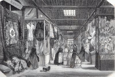 Carre du Palais Royal (Palais-Royal) Párizsban a 19. században – Edmond Texier 1852-es metszete a „” Tableau-de-Paris”-ban alkotó: Unknown artist