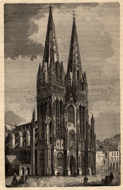Quimper Saint Corentin székesegyháza - Cathedrale Saint-Corentin de Quimper - metszet "" PATRIE" - PECTUREQUIREQUE FRANCIAORSZÁG LEÍRÁSA 6 KÖTETÉSBEN LUCIEN HUARD - 19. század vége alkotó: Unknown artist