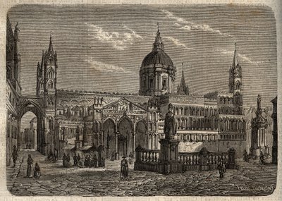 Cathedrale de Palermo - Palermói katedrális - Palermói katedrális - metszet "" Dictionnaire populaire illustrious" - 1864 - Joseph Decembre és Edmond Allonier - alkotó: Unknown artist