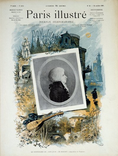 Hundertjahrfeier des Don Juan (Don Giovanni) von Mozart im Jahr 1787. Erste Seite des Illustrated Paris, Ausgabe vom 22. Oktober 1887. Paris, Musée Carnavalet von Unknown artist