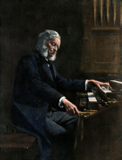 Cesar Franck (1822-1890) orgonál a párizsi Saint Clothilde templomban (Franciaország) - Colorisee illusztráció alkotó: Unknown Artist