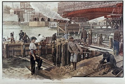 Alexandre III híd építése - a „” Le petit Journal”-ban 1899.05 alkotó: Unknown artist