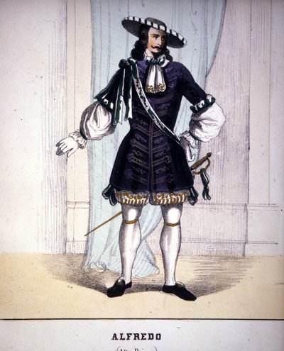 Alfredo Germont karaktere a „La Traviatában”, Giuseppe Verdi. alkotó: Unknown artist