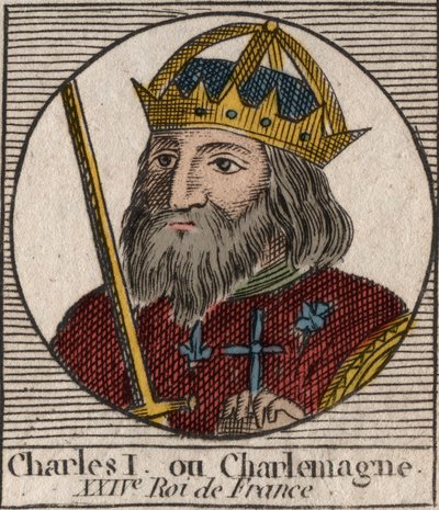 Nagy Károly (Carolus Magnus, Nagy Károly) (747-814) a frankok királya és a Nyugat keresztény császára – metszet az „Instruction sur l
