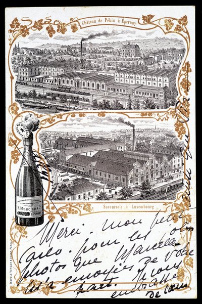Chateau de Beijing Epernay-ban és a Champagne "Mercier" luxemburgi fiókja, 20. század eleje alkotó: Unknown Artist
